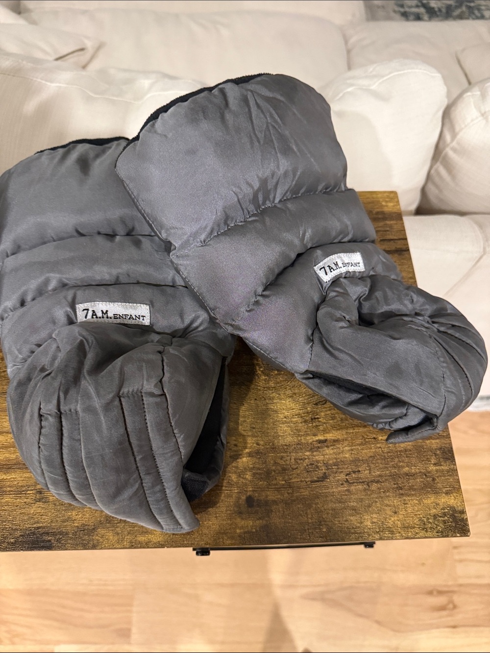 7 A.M. Enfant Kids Grey Puffer Mittens